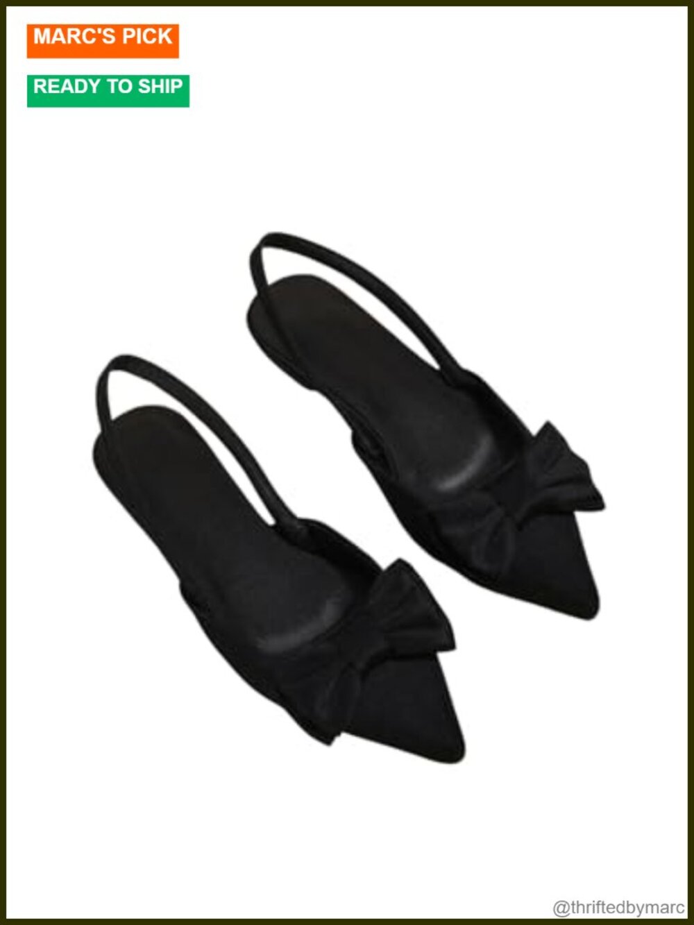 PU Leather Bow Pointed Toe Slingback Flat Shoes Ankle Strap Dress Flats